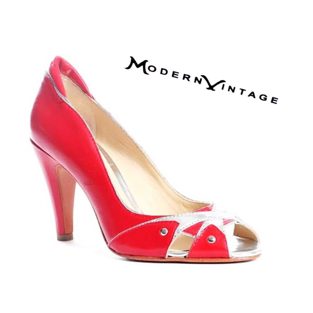 MODERN VINTAGE Zorba Pin-Up Style Leather Peep Toe Pump
